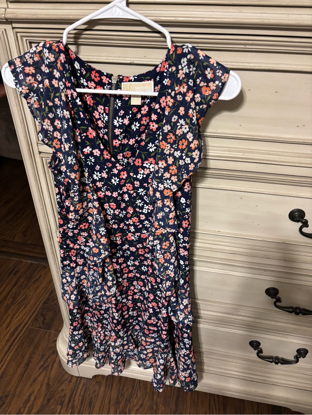 Michael Kors Navy Floral Ruffle Sundress
